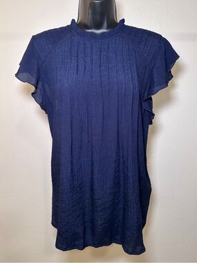 Nanette Lepore Pleated Blouse Navy Blue